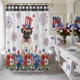 thumbnail image 4 of Independence Day Shower Curtain, 72" x 72", Cartoon Pug Dog Cute Puppy Red Blue Flower Waterproof Bathroom Curtain Washable Shower Curtain Set with 12 Hooks, 4 of 9