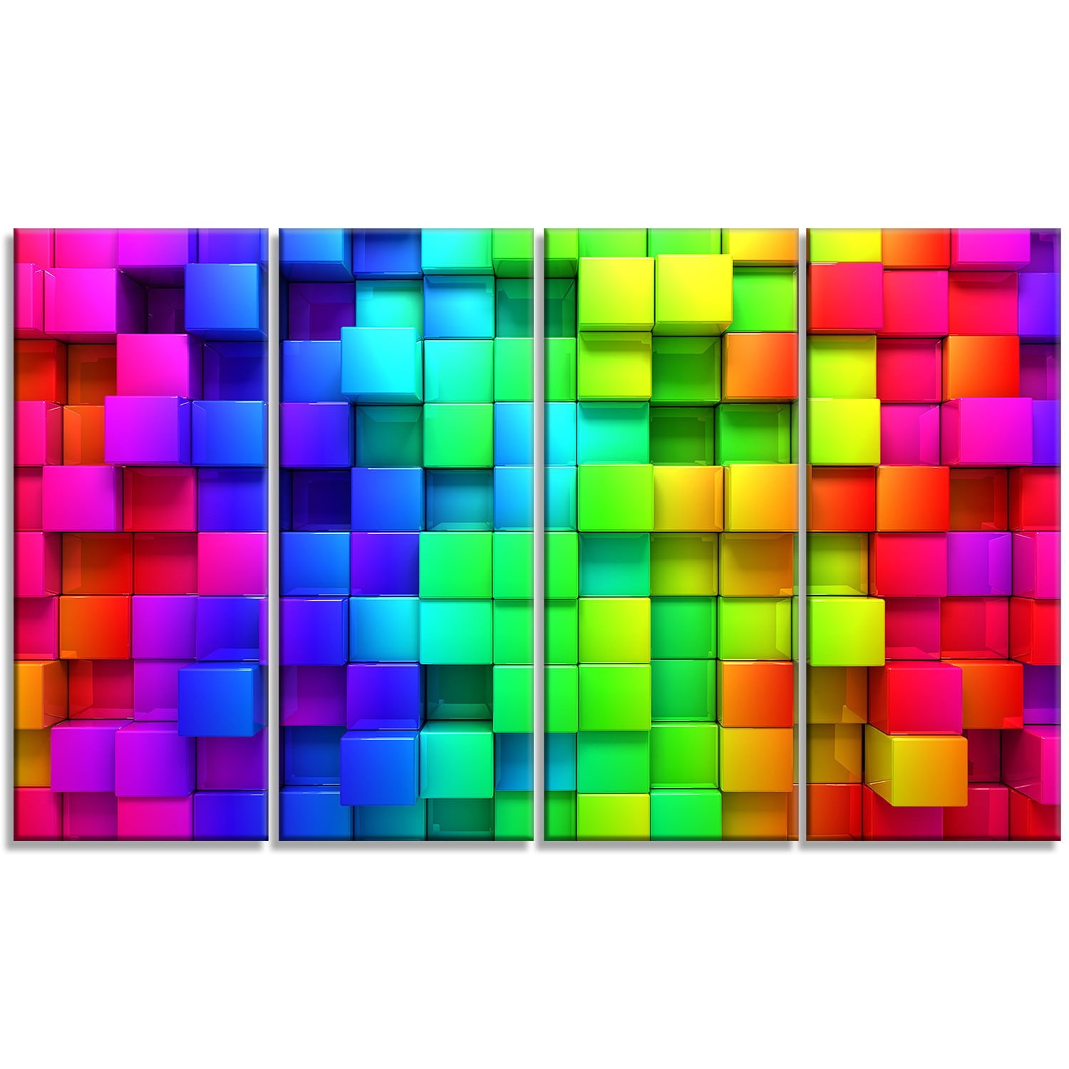 Rainbow of Colorful Boxes 40.00" x 30.00" Painting Art Prints, by Designart