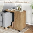 thumbnail image 3 of Tribesigns 27.56 Inch C Shaped Sofa End Table, Mobile Bed Side Table with Storage, Small Over Couch Table for Living Room, Bedroom, Rustic Brown, 3 of 6