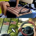 thumbnail image 2 of Jeiento Golf Cart Seat Cover 4 Piece with Steering Wheel Cover and Golf Cart Flags American Flag Golf Cart Seat Cushions Cover 13-14 Inch Steering Wheel Covers 2PCS Golf Cart Banner, 2 of 5