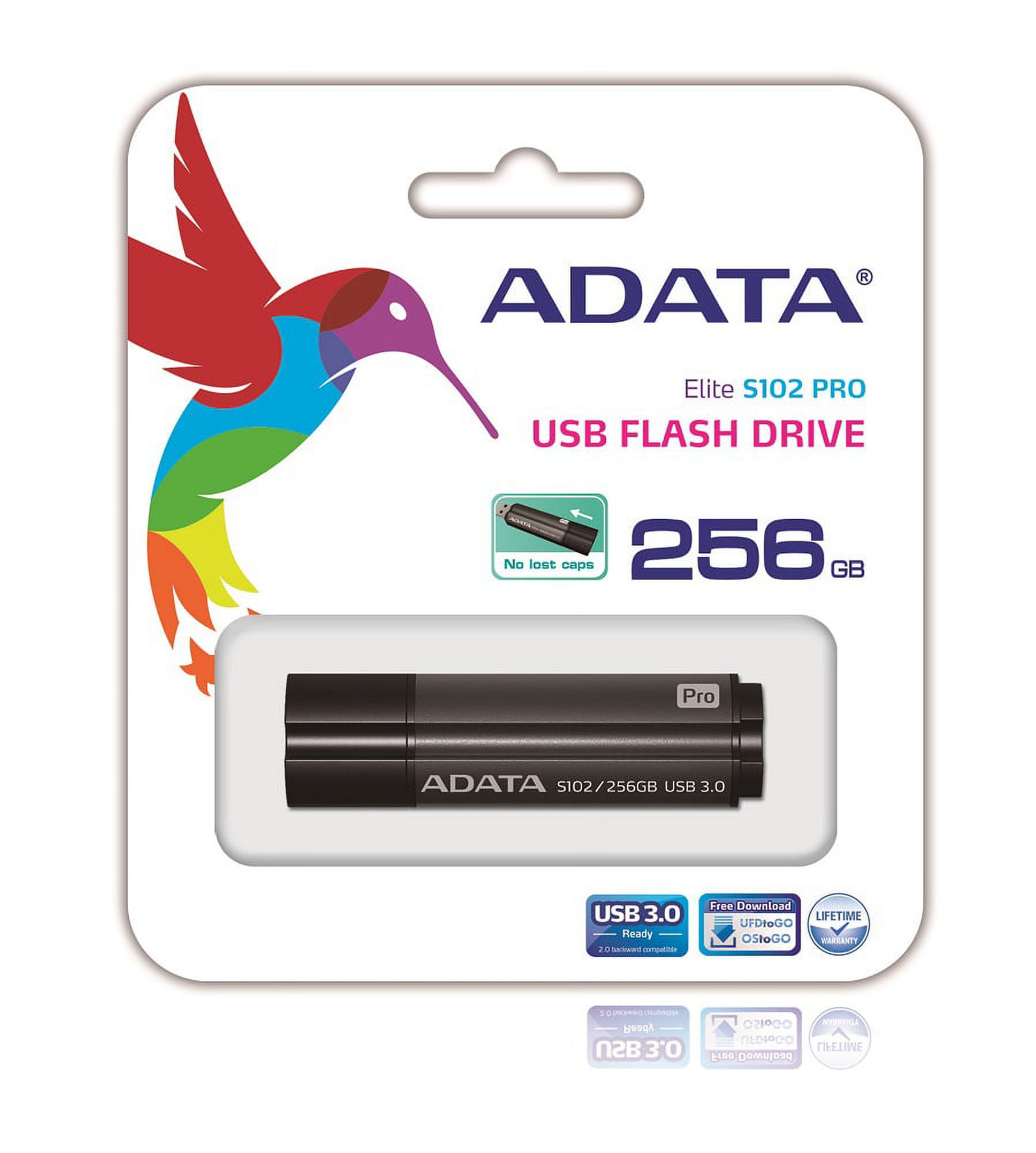 ADATA S102 Pro USB 3.0 Flash Drive 256GB Titanium Gray (AS102P-256G-RGY) - image 2 of 2