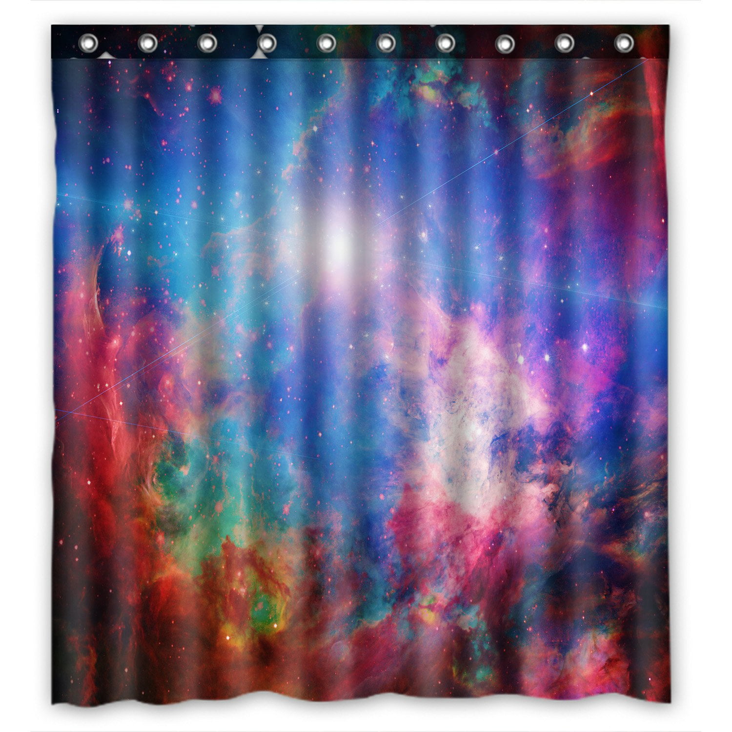 PHFZK Cosmos Comic Shower Curtain, Universe Galaxy Nebula Polyester