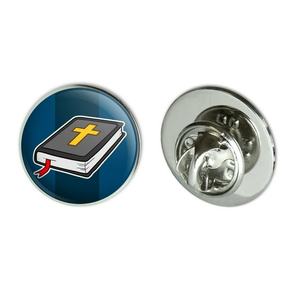 Bible with Cross Christian Religious Metal 0.75" Lapel Hat Pin Tie Tack Pinback