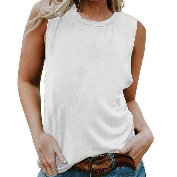 DQRPSEETB Cami Tanks for Women Women's Summer Sleeveless Tank Top Loose Fit Casual Crew Neck T Shirts Basic Tee Tops Casual Tops for Women