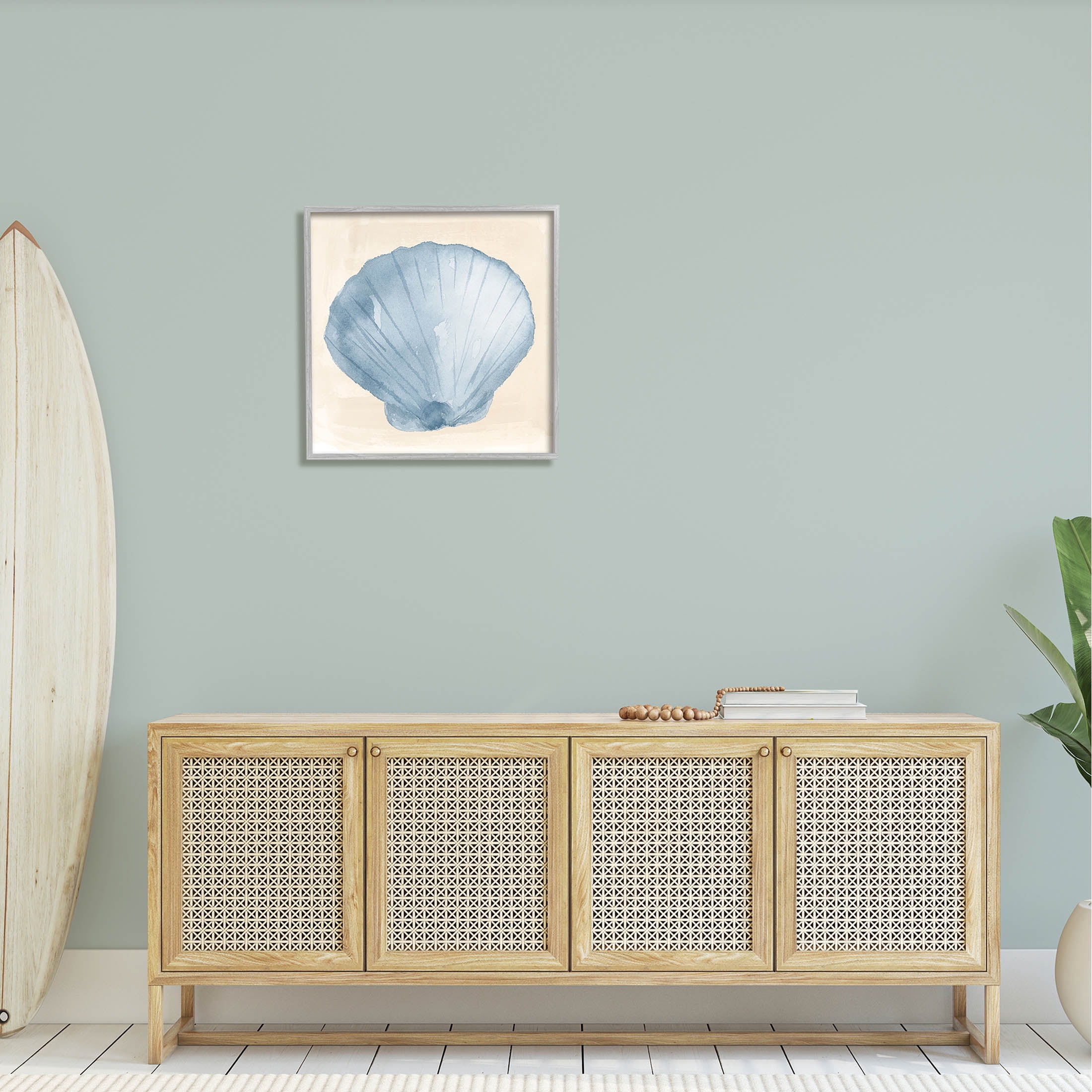 Sea Life Clamshell Composition Animals & Insects Graphic Art Gray Framed Art Print Wall Art