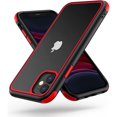 thumbnail image 1 of wonima11 Mobnano for iPhone 11 Crystal Clear Case, with Multicolor Protective Shockproof Bumpers, Not Yellowing Anti Scratch Transparent Hard PC Back & Soft Silicone TPU Frame Cover (Black/Red), 1 of 1