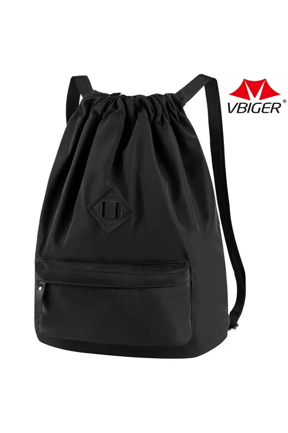 Drawstring Backpack Black Gym Bag Nylon Drawstring Bags Large Capacity Lightweight Backpack