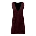 thumbnail image 5 of oqasdz Womens Sweater New Solid Color Deep V Neck Sleeveless Double Pockets Long Vest Sweater Dress Work Outdoor Casual Cozy Daily Wear, 5 of 5
