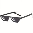 thumbnail image 2 of Mosaic Print Rimless Fashion Glasses For Women Men Color Block Irregular Frame Sunglasses Flat Top Eyewear, 2 of 4
