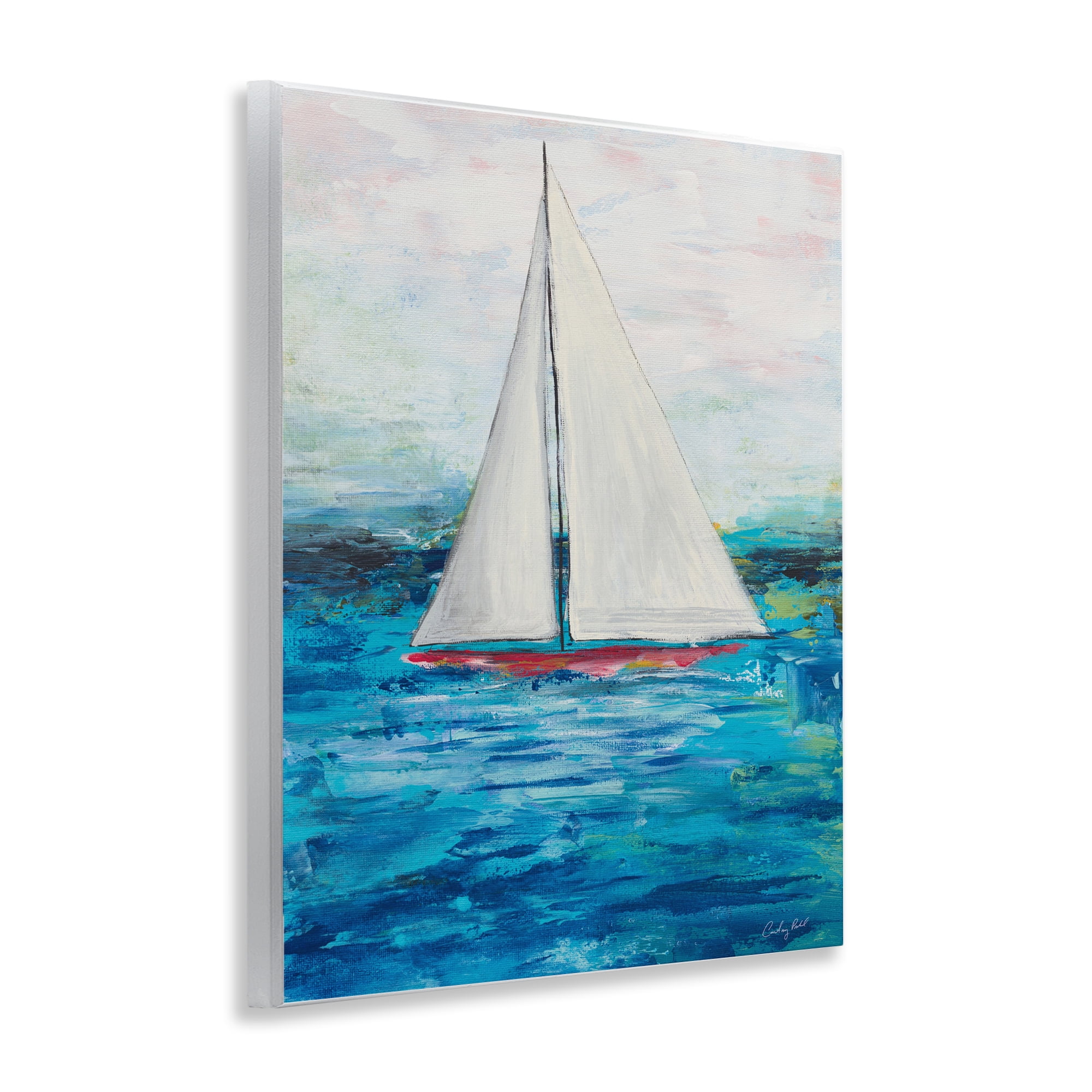 Stupell Industries Boat Setting Sail Coastal Painting Unframed Art Print Wall Art, 11 x 14