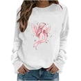 thumbnail image 2 of Nfurl Women's Breast Cancer Pink Ribbon Graphic Tee Shirts Long Sleeve Pullover Sweatshirts Breast Cancer Support Awareness Shirts White,M, 2 of 5