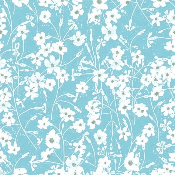 Beatrice Flower Bunches Turquoise Cotton Fabric (1 Yard)
