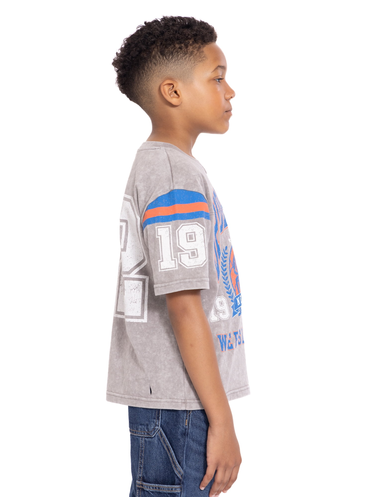 Spider-Man Boys Mineral Washed Graphic Football Tee with Short Sleeves, Sizes 4-18