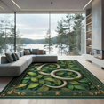 thumbnail image 2 of ODIKA 8'x10' Washable Area Rug Round Rings Snake Coil Leaves Festive Scroll Circle Classroom for Dining Room, Large Office, Lounge, Non-Slip Chair-Friendly Mat, 2 of 7