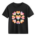 thumbnail image 2 of Annhoo Kids Valentines Tops Loose Casual Short Sleeve Round Neck Print Graphic Boys Girls Shirts Fashion Clothes, 2 of 9