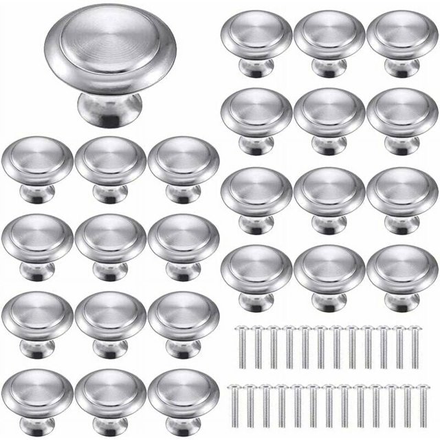 Elegantes pomos plateados para gabinetes de amplia aplicación, material metálico duradero, fácil instalación con tornillos, resistentes a rayones, adecuados para varios muebles, 25 piezas