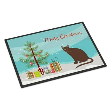 Carolines Treasures CK4786MAT 18 x 27 in. Raas Cat Merry Christmas Indoor or Outdoor Mat
