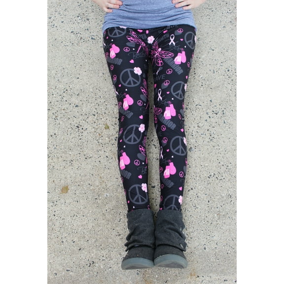 Fight Like a Warrior - Girls Breast Cancer Awareness Leggings