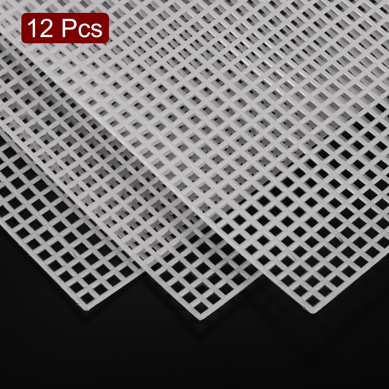 12Pcs Plastic Mesh Canvas Sheets 13"x19.69" 7 Count Rectangle Hole Blank Canvas White for Embroidery Needlepoint