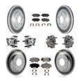 thumbnail image 1 of Transit Auto Front Rear Hub Bearing Assembly Coated Disc Brake Rotor and Semi-Metallic Pads Kit (10Pc) for Car 2017-2019 Hyundai Ioniq BATTERY EV (EV BEV) engine with Electric Parking KBB-131726, 1 of 11
