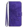 thumbnail image 3 of Case for Motorola MOTO G Stylus 5G 2022 Flip Wallet Phone Case Short Strap Embossed Sunflower With Card Slots Holder Luxury PU Leather, 3 of 5