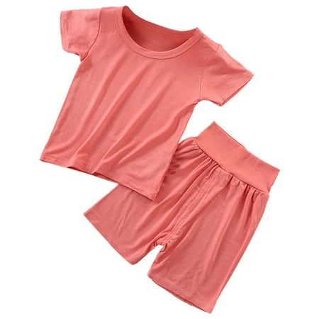 

Toddler Outfits For Girls Pure Cotton Skin Friendly Top High Waist Shorts Pajamas 2Pcs Kids Clothing