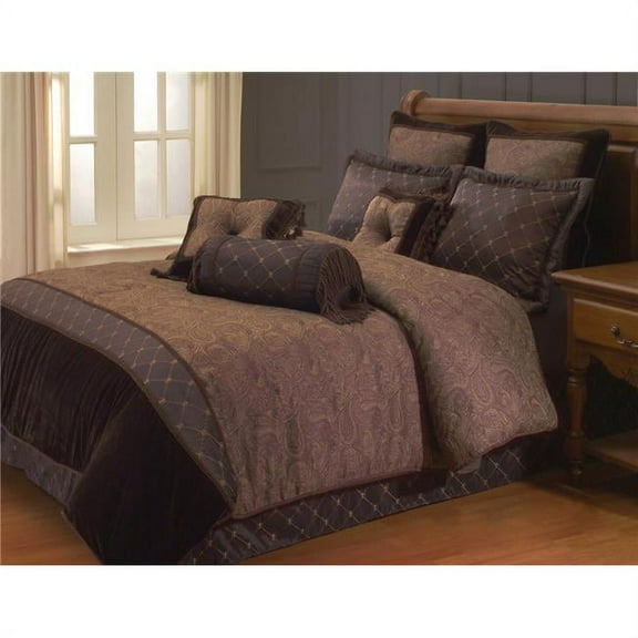 Riverbrook Home Buta Brown Paisley 9 Pc Queen Comforter Set, Adult