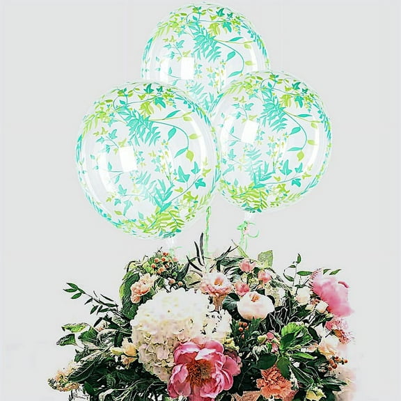 BalsaCircle 2 Clear Green 20" Round PVC Plain Balloons Vine Design Wedding Reception