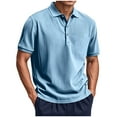 thumbnail image 1 of Blusa y camisa de manga corta con cuello vuelto para hombre, de verano, de color liso, con mangas cortas y cuello vuelto, informal, deportiva, abotonada, para hombre., 1 of 7