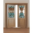 thumbnail image 2 of Aqua Brown Blackout Curtains, French Door Curtains for Door Window, Rustic Farmhouse Dog Paw Vintage Privacy Drapery for Patio/Sidelight Doors, 1 Panel with Tieback, 25 x 40 Inches, 2 of 6