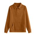 thumbnail image 5 of Stralyhd Sweatshirt for Women Casual Long Sleeve Polo Neck Shirts Loose Fit Pullover Tops Fall Fashion Brown M, 5 of 5