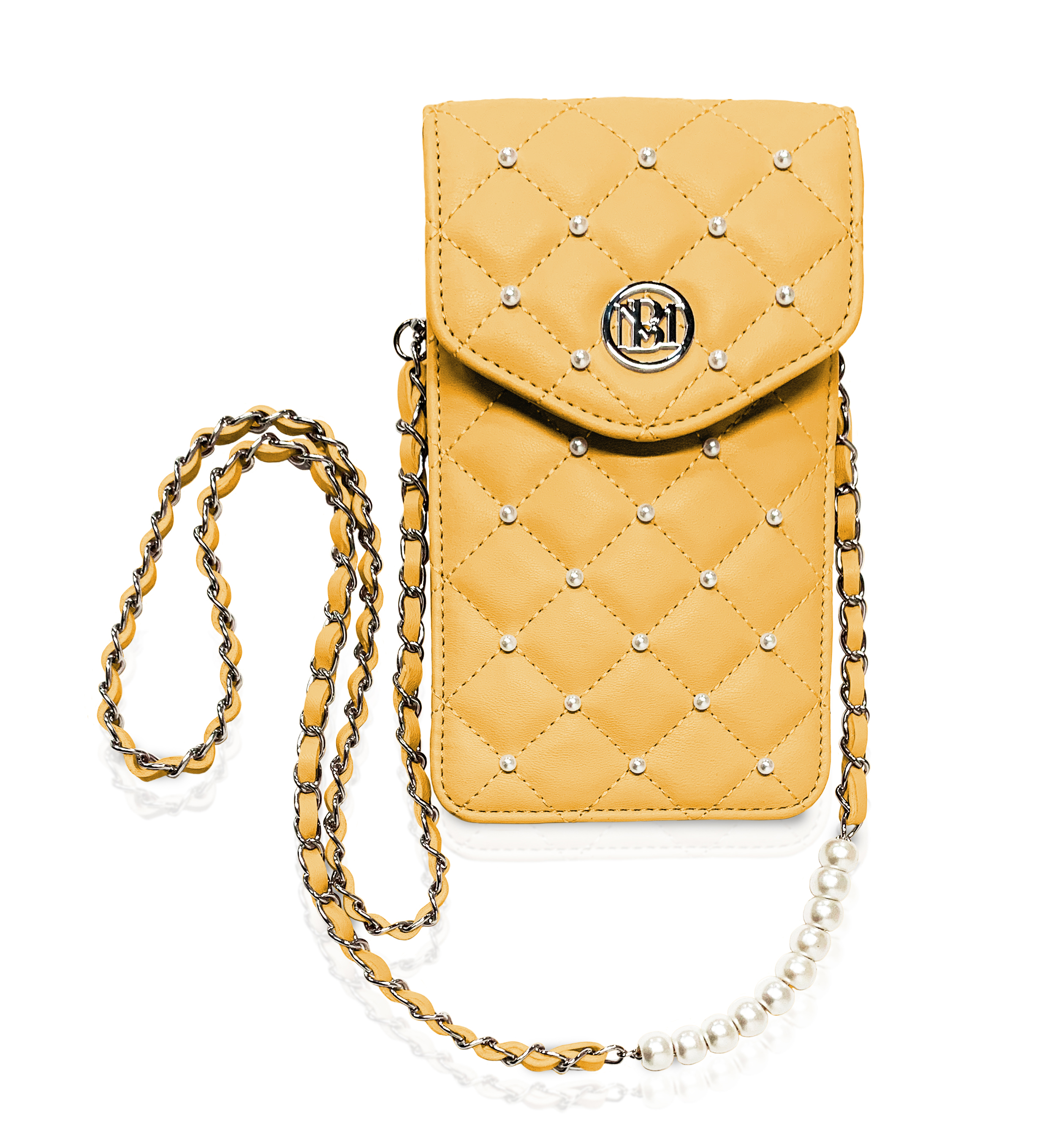 Badgley Mischka Yellow Pearls Strap Phone Case