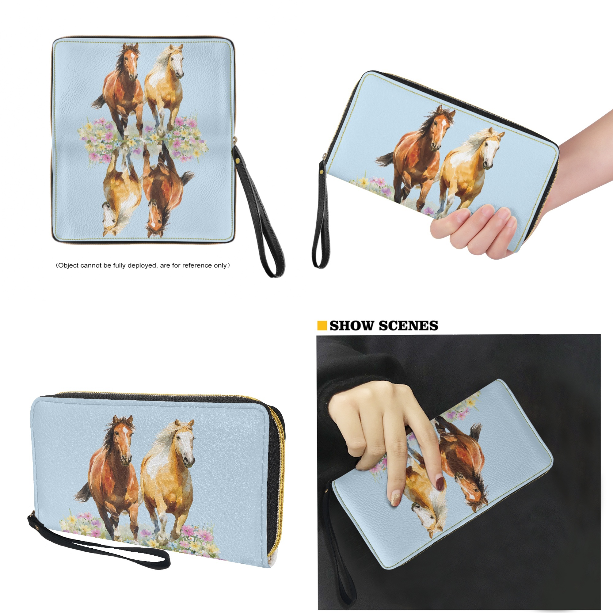 ZUXONGSY Horse Daisy Flower Print Womens Handbag Set Wallet and Purse Set Top Handle Handbag with Wristlet Wallet Set for Ladies Shopping Travel