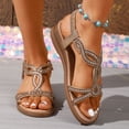 thumbnail image 4 of Rokment Women's Sparkling Rhinestones Wedge Heels Slingback Dressy Sandals Indian Bride Wedding Bling Elastic Ankle Strap Slip on Mid Heels Summer Dress Shoes Gold Size 9, 4 of 7