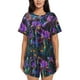 thumbnail image 1 of Balery Starry Night Iris Field Conjunto de Pijama para Mujer con Estampado, Dos Piezas de Manga Corta y Shorts, Ropa de Dormir Suave con Cuello Redondo y Bolsillos-Small, 1 of 6