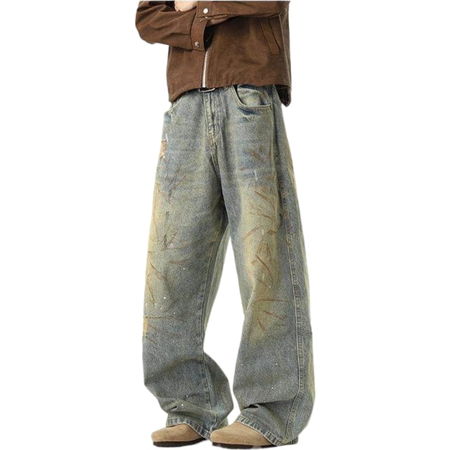 Pantalons en Denim pour Hommes Extensible Classique Jambe Droite pour Usage Quotidien Décontracté Confort Moderne