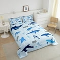 thumbnail image 4 of Erosebridal Sea Turtle Comforter Set King Size Shark Bedding Set Dolphin Comforter Cute Cartoon Kawaii Underwater Animals Quilt Set, 4 of 7