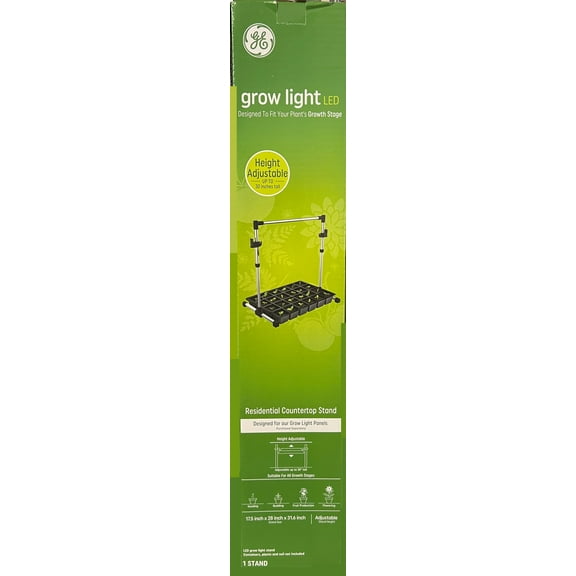 GE Grow Light Stand, Adjustable Height up to 30 inches Tall, 17.5 inch x 28 inch by 31.6 inch stand size (containers, plants and soil not included)