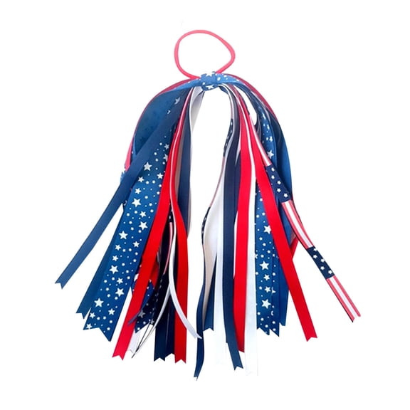 Independence Day National Day Girl Striped Bow Streamer Headband Hair Rope Rubber Band for Kids and Adults