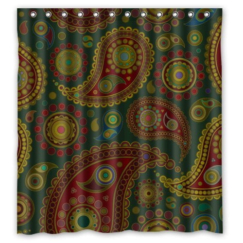 HelloDecor Home Dark Green Shower Curtain Polyester Fabric Bathroom