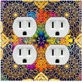 thumbnail image 1 of Metal Light Switch Plate Cover Rainbow Mandala Flower Tile Pattern MDL095, 1 of 13