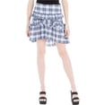 thumbnail image 1 of Max Studio London Womens Ruffled Plaid A-Line Asymmetrical Skirt, White, 12, 1 of 1