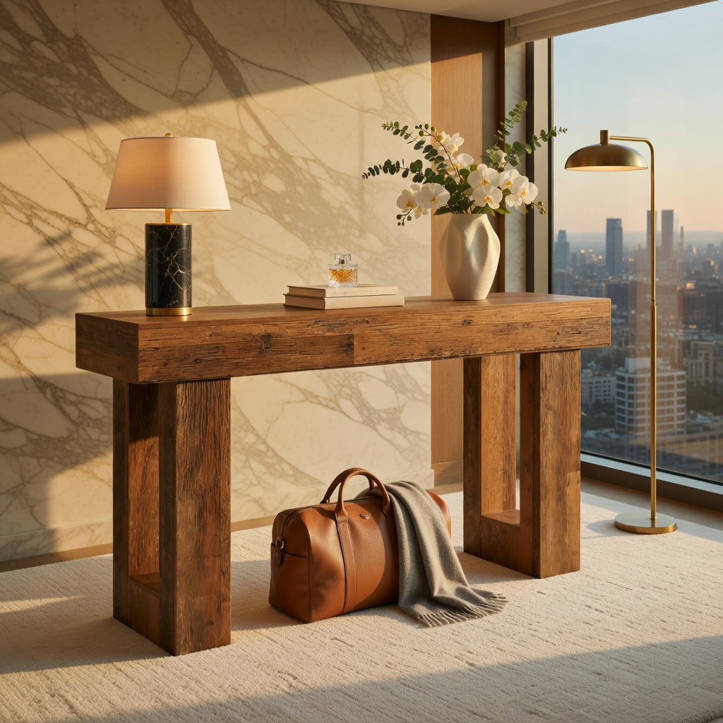Resenkos Wooden Sofa Table 63-Inch Console Table For Entryway