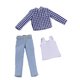 thumbnail image 4 of Ropa para figura masculina a escala 1/12: chaleco, camisa y vaqueros. Accesorios: disfraz clásico para hombre. Cuadrícula azul, 4 of 9