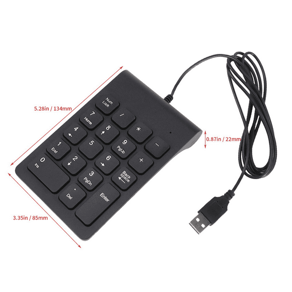 4X Mini USB Wired Numeric Keypad Numpad 18 Keys Digital Keyboard for Accounting Teller Laptop Windows Android (Black)