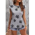 thumbnail image 4 of POGLIP Women's Gray Palm Leaves Crew Neck Tank, 4 of 6