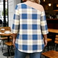 thumbnail image 5 of Gamivast Tunic Tops For Women Plaid Print Skew Neck Dressy Tops 3/4 Sleeve Asymmetrical Tops Comfy Loose Fit Casual Office Work Wear, 5 of 7