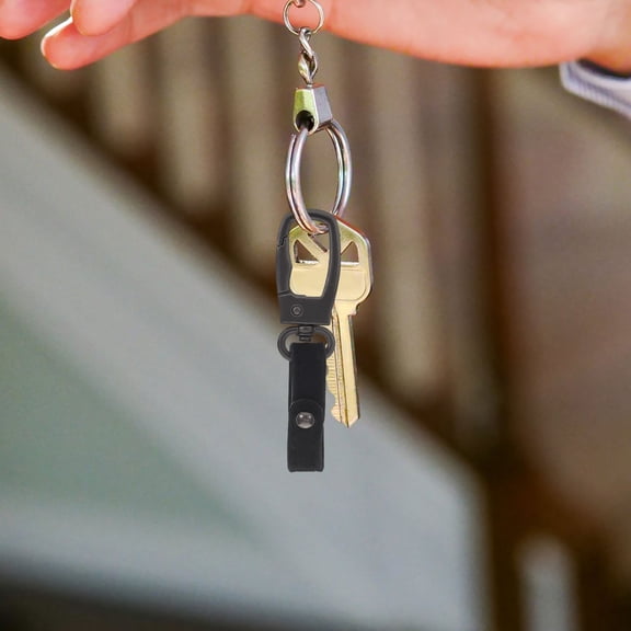 MLINS Belt Key Chain for Men Heavy Duty Zinc Alloy Key Holder with Black Leather Clip Fits Standard Belts and Pockets 1.5 inches