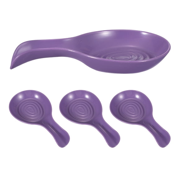 Uxcell 4Pcs Spoon Rest, 8.3 x 4.4" Plastic Spoon Holder Heat Resistant Spatula Ladle Rest Kitchen Utensil Rack for Kitchen Counter Stove Top Tongs Spatulas, Purple