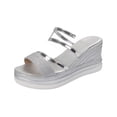 thumbnail image 2 of GERsome Women's Platform Wedge Sandals Open Toe Slip-On Slides Comfort Heels Summer Shoes, Silver Size 7, 2 of 9